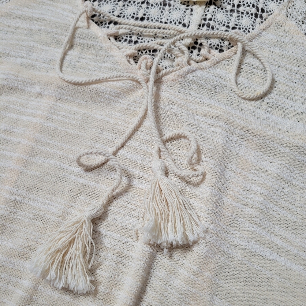 Anthropologie Meadow Rue Ivory Crocheted Lace Peasant Top SM - Picture 6 of 12